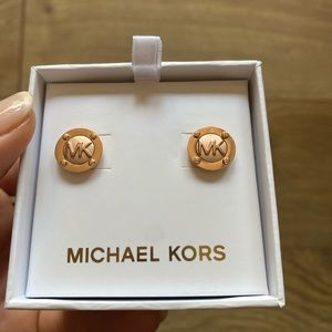 NWT Michael Kors rose gold button earrings